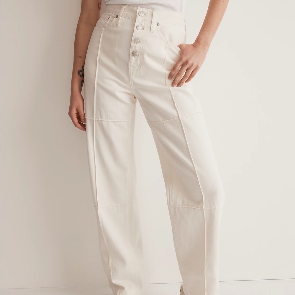 MADEWELL Baggy Straight High Rise Vintage Canvas Off White Sz 29 NEW